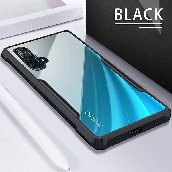 Mobielectro Camera Bump Protection | Slim Stylish 360 Protection Design |Crystal Clear | Shockproof Eagle Back Cover for Realme X3 - Black