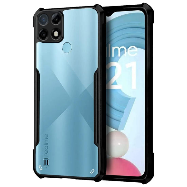 Mobielectro Camera Bump Protection | Slim Stylish 360 Protection Design |Crystal Clear | Shockproof Eagle Back Cover for Realme C21 - Black