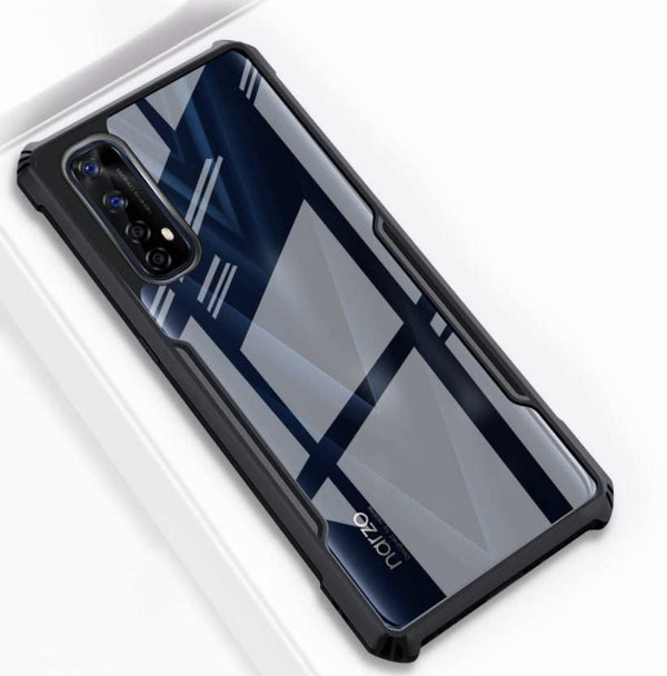 Mobielectro Camera Bump Protection | Slim Stylish 360 Protection Design |Crystal Clear | Shockproof Eagle Back Cover for Realme 7 - Black