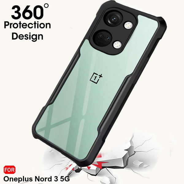 Mobielectro Camera Bump Protection | Slim Stylish 360 Protection Design |Crystal Clear | Shockproof Eagle Back Cover for OnePlusNord 3 - Black