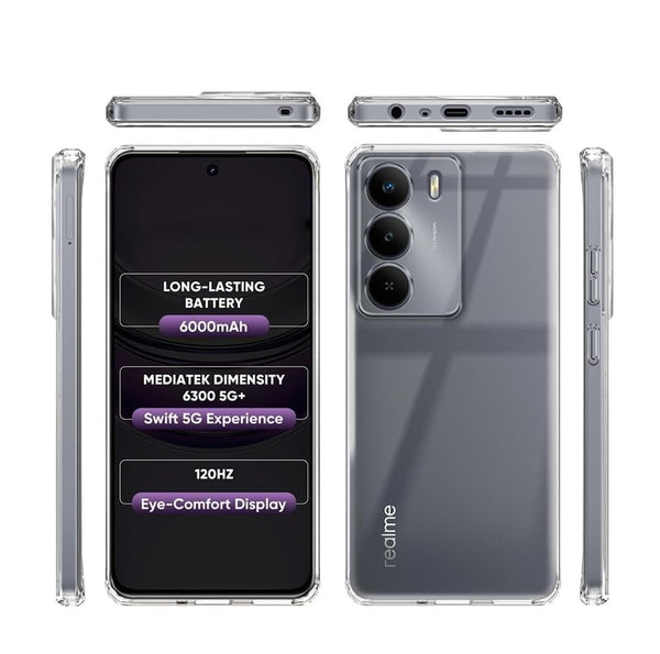 Mobielectro Clear Transparent Shockproof Scratch Resistant Protective Phone Case for Realme P4X 5G
