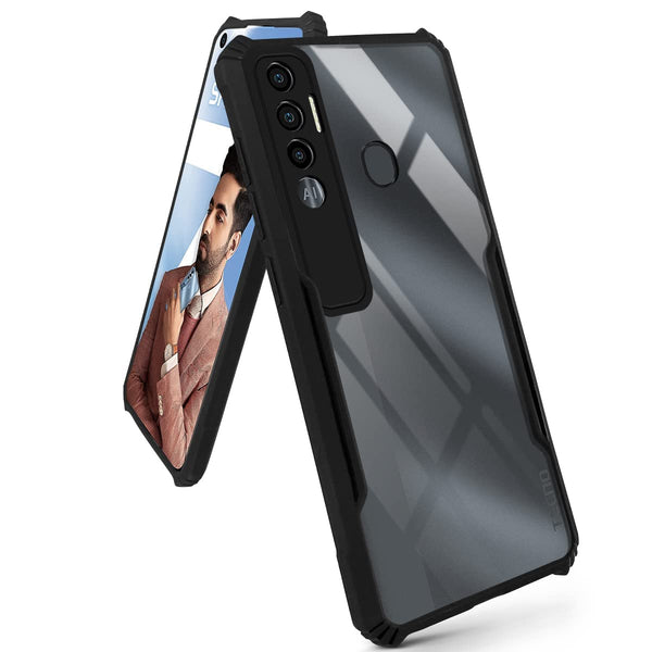 Mobielectro Camera Bump Protection | Slim Stylish 360 Protection Design |Crystal Clear | Shockproof Eagle Back Cover for Tecno Spark 7 Pro- Black