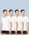 T.T. Men Interlock Half Sleev Vest With Pocket Pack Of 4 White