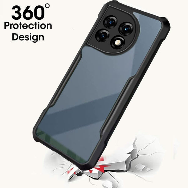 Mobielectro Camera Bump Protection | Slim Stylish 360 Protection Design |Crystal Clear | Shockproof Eagle Back Cover for OnePlus 11R - Black