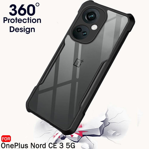 Mobielectro Camera Bump Protection | Slim Stylish 360 Protection Design |Crystal Clear | Shockproof Eagle Back Cover for OnePlusNord CE 3- Black