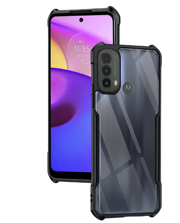 Mobielectro Camera Bump Protection | Slim Stylish 360 Protection Design |Crystal Clear | Shockproof Eagle Back Cover for Moto E30 | Moto E40 - Black