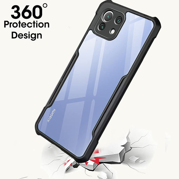 Mobielectro Camera Bump Protection | Slim Stylish 360 Protection Design |Crystal Clear | Shockproof Eagle Back Cover for Mi 11 Lite- Black