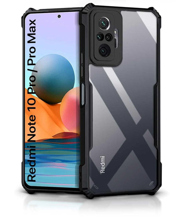Mobielectro Camera Bump Protection | Slim Stylish 360 Protection Design |Crystal Clear | Shockproof Eagle Back Cover for RedMi Note 10 Pro|RedMi Note 10 Pro Max - Black