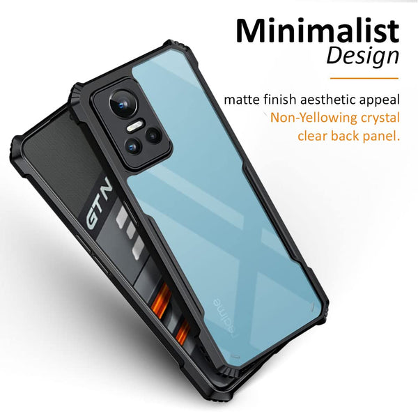 Mobielectro Camera Bump Protection | Slim Stylish 360 Protection Design |Crystal Clear | Shockproof Eagle Back Cover for Realme GT NEO 3 5G - Black