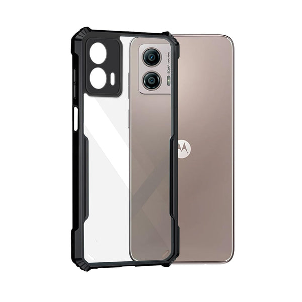 Mobielectro Camera Bump Protection | Slim Stylish 360 Protection Design |Crystal Clear | Shockproof Eagle Back Cover for Moto G53 - Black