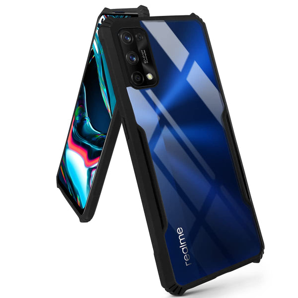 Mobielectro Camera Bump Protection | Slim Stylish 360 Protection Design |Crystal Clear | Shockproof Eagle Back Cover for Realme 7 Pro- Black