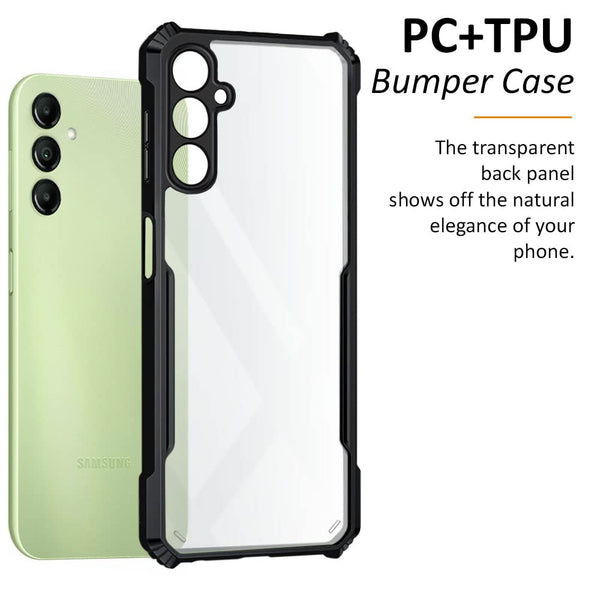 Mobielectro Camera Bump Protection | Slim Stylish 360 Protection Design |Crystal Clear | Shockproof Eagle Back Cover for Samsung A14 5G - Black