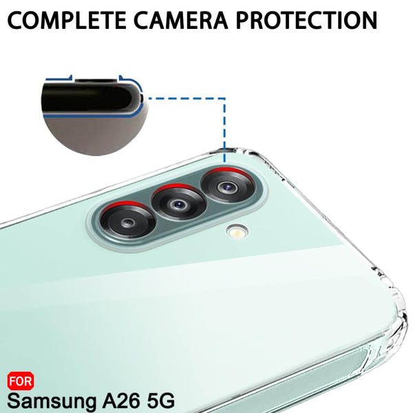 Mobielectro Clear Transparent Shockproof Scratch Resistant Protective Phone Case for Samsung A26 5G