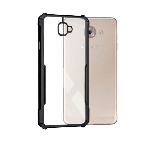 Mobielectro Camera Bump Protection | Slim Stylish 360 Protection Design |Crystal Clear | Shockproof Eagle Back Cover for Samsung J7 Max- Black
