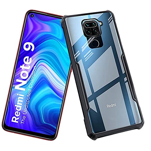 Mobielectro Camera Bump Protection | Slim Stylish 360 Protection Design |Crystal Clear | Shockproof Eagle Back Cover for RedMi Note 9 - Black