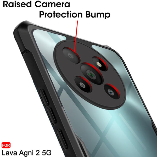 Mobielectro Camera Bump Protection | Slim Stylish 360 Protection Design |Crystal Clear | Shockproof Eagle Back Cover for Lava Agni 2 - Black