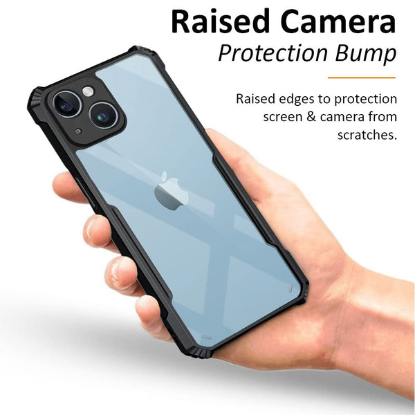 Mobielectro Camera Bump Protection | Slim Stylish 360 Protection Design |Crystal Clear | Shockproof Eagle Back Cover for iPhone 14 Plus- Black