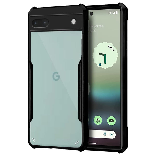 Mobielectro Camera Bump Protection | Slim Stylish 360 Protection Design |Crystal Clear | Shockproof Eagle Back Cover for Pixel 6A - Black