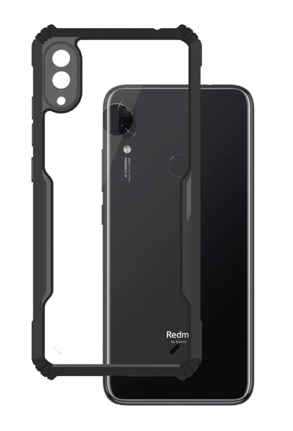 Mobielectro Camera Bump Protection | Slim Stylish 360 Protection Design |Crystal Clear | Shockproof Eagle Back Cover for RedMi 7 - Black