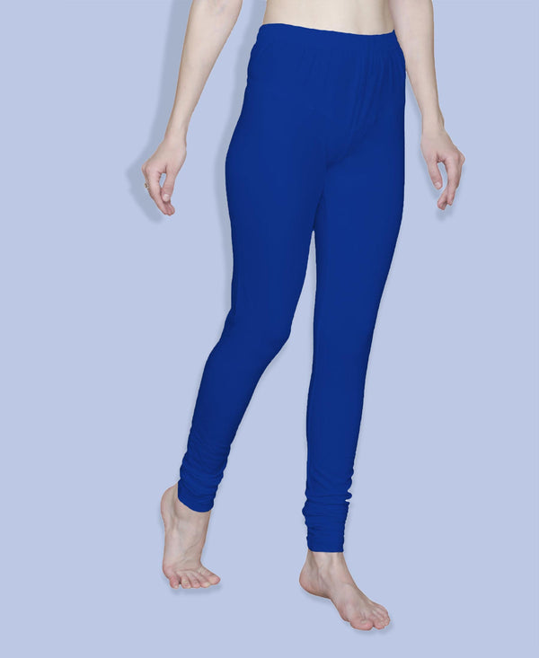 T.T. Women Solid Chudidar Cotton Lycra Cool Leggings -Indigo - Brinjal( Free Size)