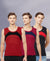 T.T. Men Designer Gym VestPack Of 3 Black-Red-Red-Black-Maroon-Navy