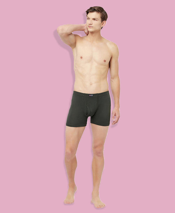 T.T. Mens Jazz Fine Long Inner Elastic TrunkPack Of 2 Olive-Navy