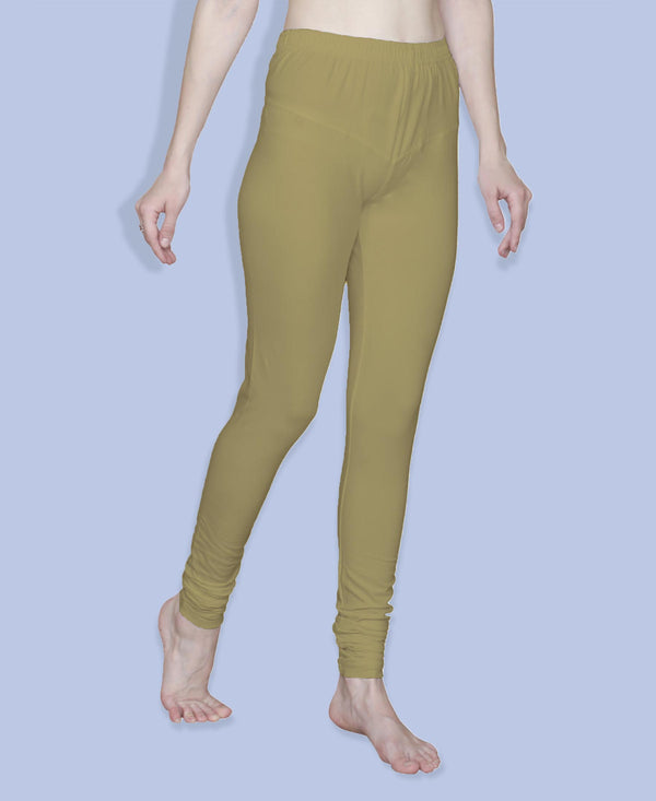 T.T. Women Solid Chudidar Cotton Lycra Cool Leggings -Beige - Coffee( Free Size)