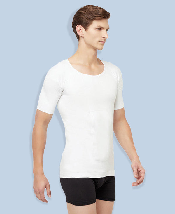 T.T. Men Interlock Half Sleev Vest With Pocket Pack Of 4 White