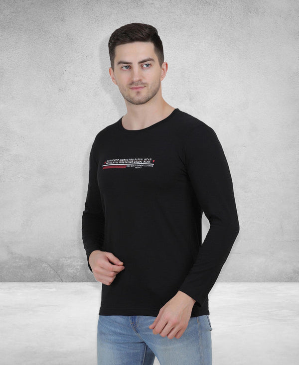 HiFlyers Men Black Regular Fit Printed Round Neck T-Shirt