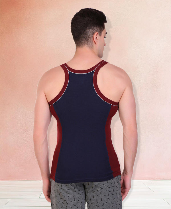T.T. Men DesignerGym Vest Pack Of 3 Maroon-Grey -Navy-Maroon -Red-Black