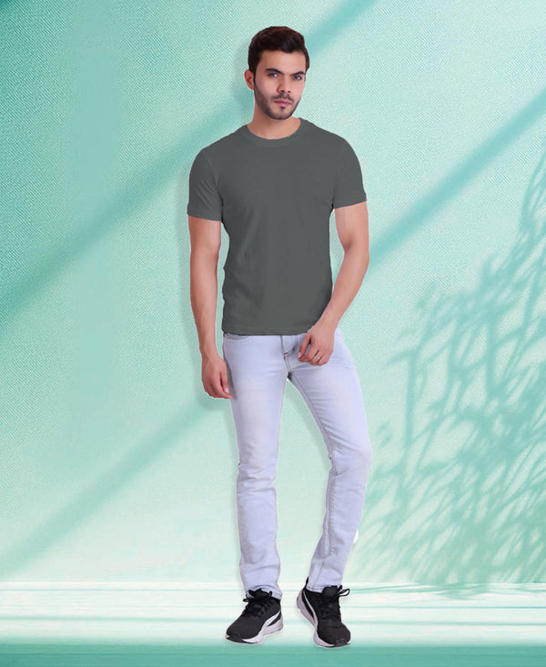 T.T. Poly Men Solid Grey Quick-Dry Tshirt