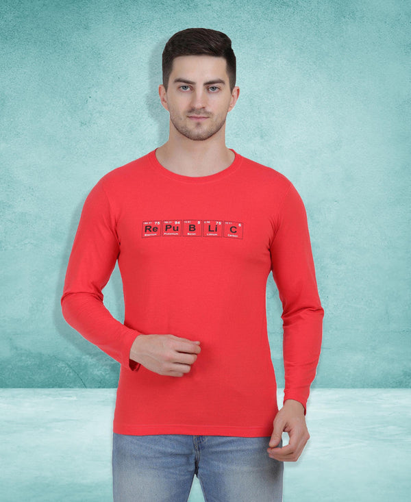 HiFlyers Men Coral Regular Fit Printed Round Neck T-Shirt