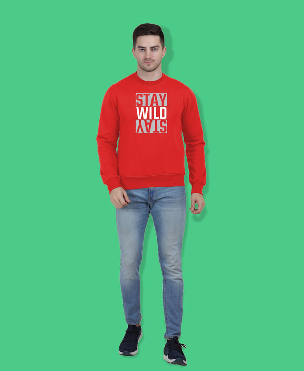 Hiflyers Men|Regular Fit|Chest Printed Cotton Fleece|Soft Stylish Casual Winter Wear Sweatshirt|Red-P15
