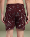 T.T. Men Regular Fit Cotton Polyster Printed Short With Zip Pocket Pack Of 1-Maroon