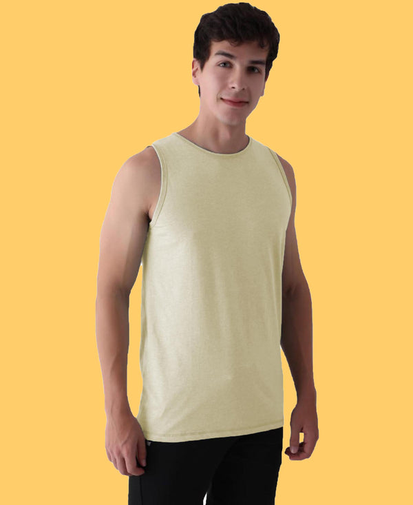 T.T. Men’S Cotton Vest|Premium Melange Cotton|Regular Fit|Soft, Breathable, Fade-Resistant | Anti-Bacterial & Lightweight | Ideal For Gym/Sports Activities|Pack Of 3|Green::Tan::Peach