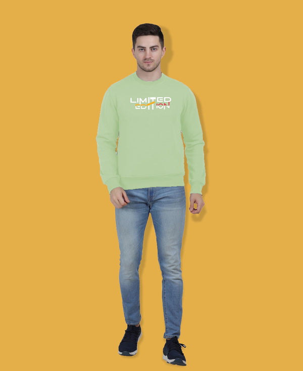 Hiflyers Men|Regular Fit|Chest Printed Cotton Fleece|Soft Stylish Casual Winter Wear Sweatshirt|Green-P9