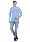 HiFlyers Mens Sky Blue Regular FitPrinted Round Neck Full Sleev Tshirt