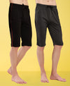 T.T. Men Regular Fit Poly Jersey Capri With Side Piping Pack Of 2-Anthra-Black