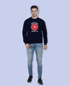 Hiflyers Men|Regular Fit|Chest Printed Cotton Fleece|Soft Stylish Casual Winter Wear Sweatshirt|Navy-P12