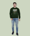 Hiflyers Men|Regular Fit|Chest Printed Cotton Fleece|Soft Stylish Casual Winter Wear Sweatshirt|Olive-P13
