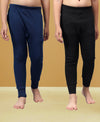T.T. Boys & Girls |Slim Fit| Cotton Fleece |Inner Elastic|Trendy Winter Wear|Dyed Thermal Trouser Pack Of 2-Black-Blue