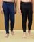T.T. Boys & Girls |Slim Fit| Cotton Fleece |Inner Elastic|Trendy Winter Wear|Dyed Thermal Trouser Pack Of 2-Black-Blue