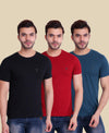 T.T. Cool Men Pack Of 3 T-Shirts Black-Maroon-Airforce Blue