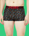 T.T. Mens Desire 100% Combed Cotton Printed Mini Top Elastic Trunk Pack Of 3 Black-Orange-Red