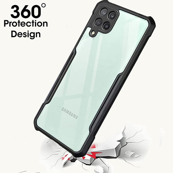 Mobielectro Camera Bump Protection | Slim Stylish 360 Protection Design |Crystal Clear | Shockproof Eagle Back Cover for Samsung A22 4G - Black
