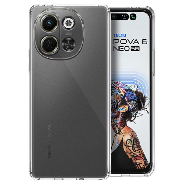 Mobielectro Clear Transparent Shockproof Scratch Resistant Protective Phone Case for Tecno POVA 6 Neo