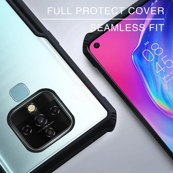 Mobielectro Camera Bump Protection | Slim Stylish 360 Protection Design |Crystal Clear | Shockproof Eagle Back Cover for Tecno Camon 16 - Black