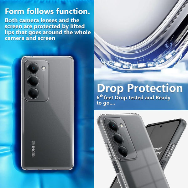 Mobielectro Clear Transparent Shockproof Scratch Resistant Protective Phone Case for Redmi 15 5G