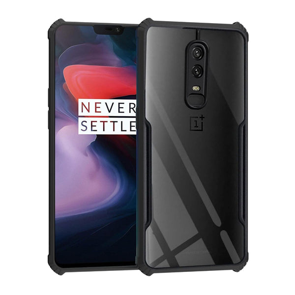 Mobielectro Camera Bump Protection | Slim Stylish 360 Protection Design |Crystal Clear | Shockproof Eagle Back Cover for OnePlus 6 - Black
