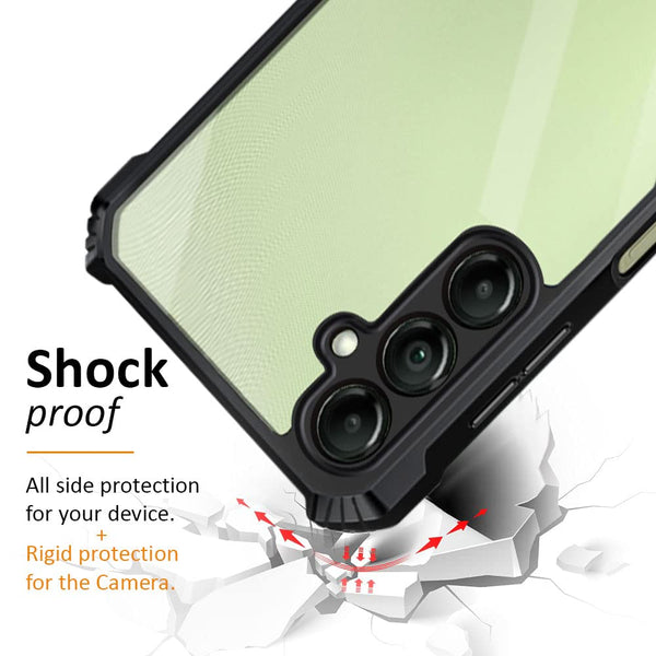 Mobielectro Camera Bump Protection | Slim Stylish 360 Protection Design |Crystal Clear | Shockproof Eagle Back Cover for Samsung A14 5G - Black